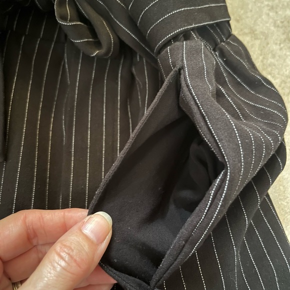 Grey, Pin striped, paperbag waist ankle pants - Picture 4 of 7